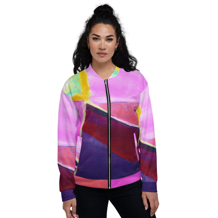 Womens Bomber Jacket Pink and Purple Pattern 2