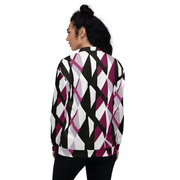 Womens Bomber Jacket Pink Mauve Pattern 4