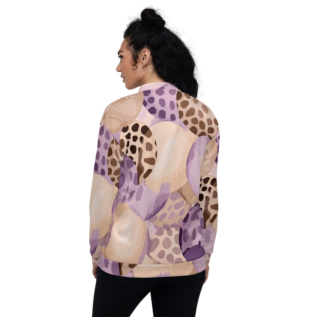 Womens Bomber Jacket Purple Lavender Spotted Print