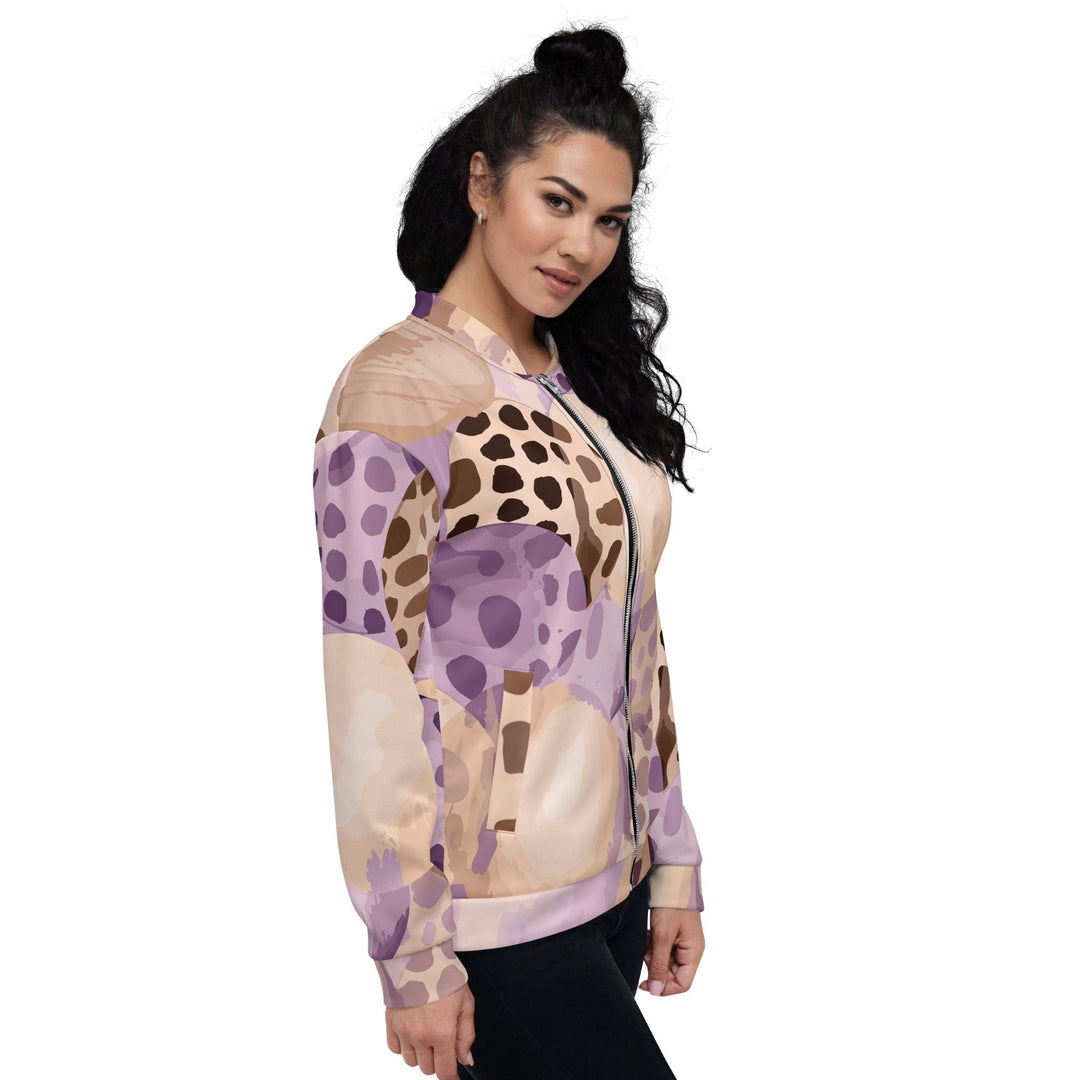 Womens Bomber Jacket Purple Lavender Spotted Print