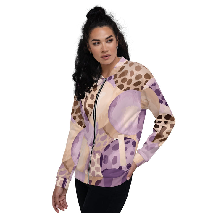 Womens Bomber Jacket Purple Lavender Spotted Print