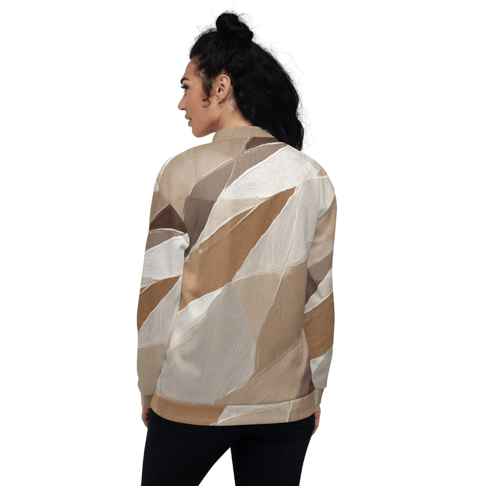 Womens Bomber Jacket Rustic Brown Stone Print 2