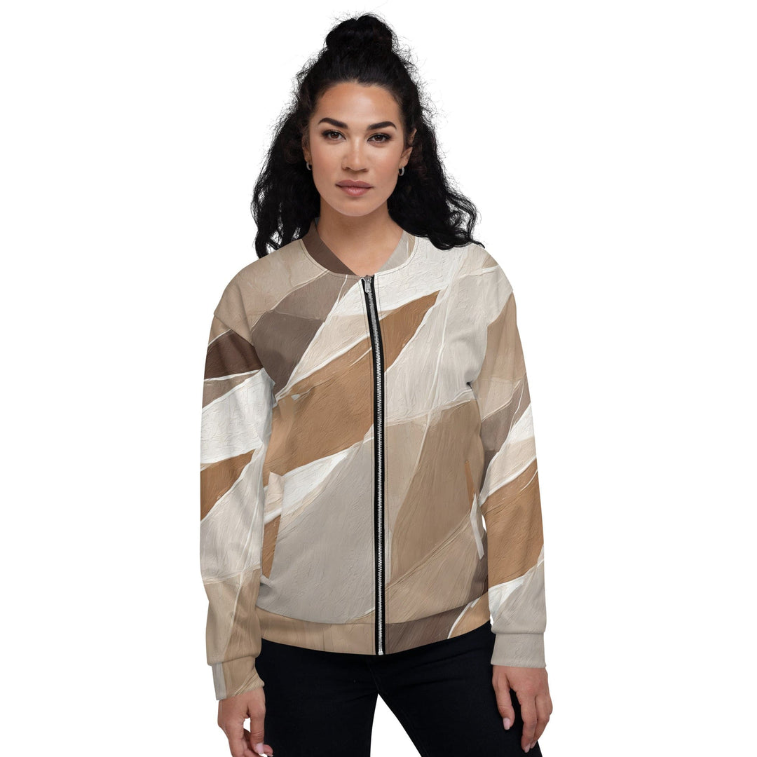 Womens Bomber Jacket Rustic Brown Stone Print 2