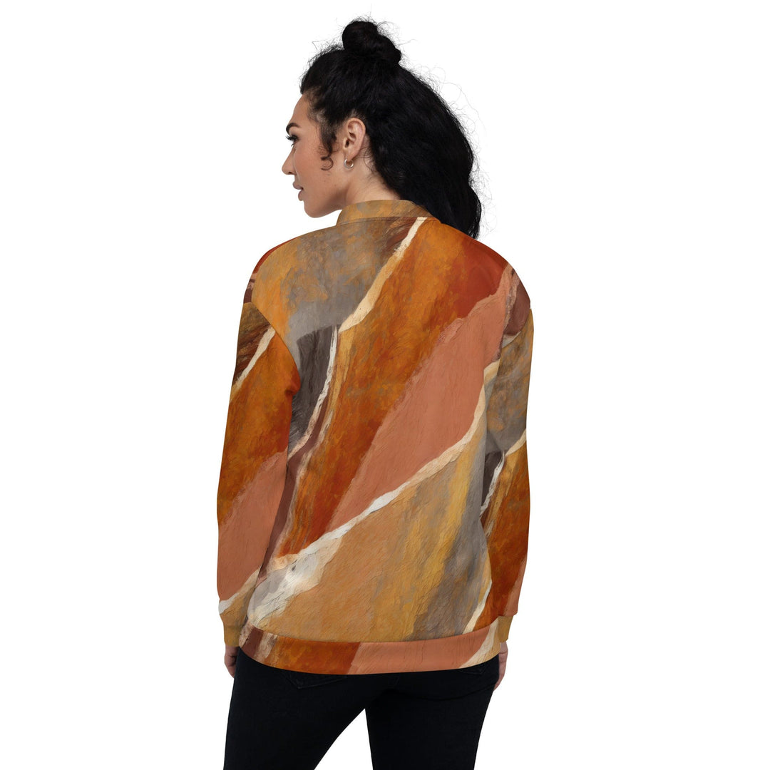 Womens Bomber Jacket Rustic Brown Stone Print