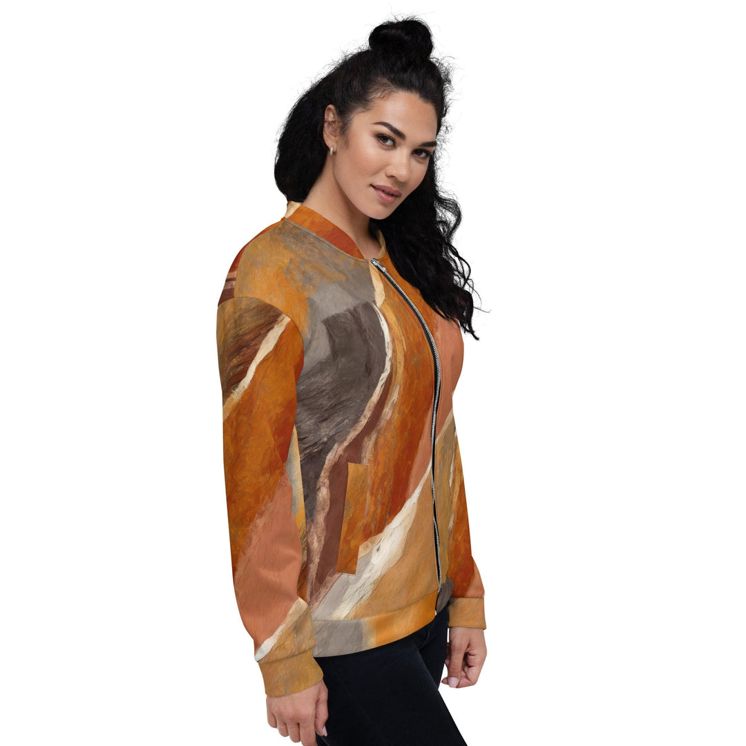 Womens Bomber Jacket Rustic Brown Stone Print