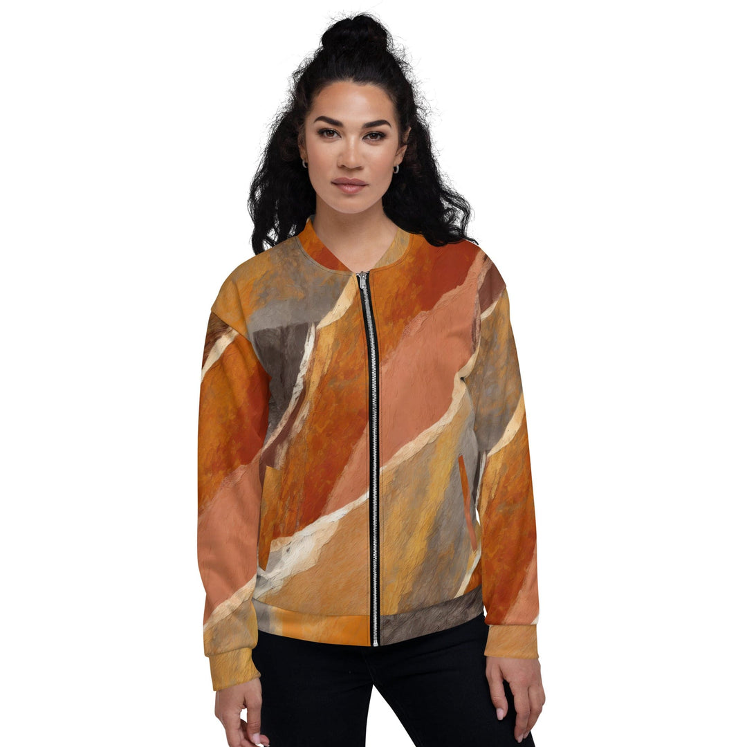 Womens Bomber Jacket Rustic Brown Stone Print