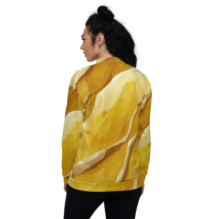 Womens Bomber Jacket Rustic Yellow Stone Print