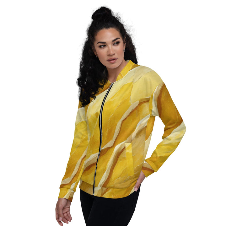 Womens Bomber Jacket Rustic Yellow Stone Print