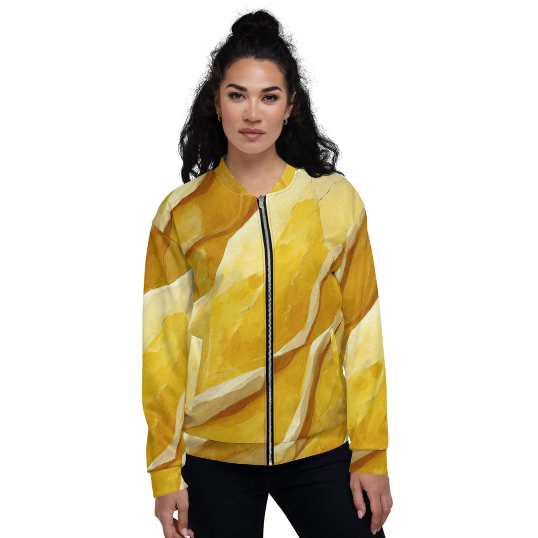 Womens Bomber Jacket Rustic Yellow Stone Print