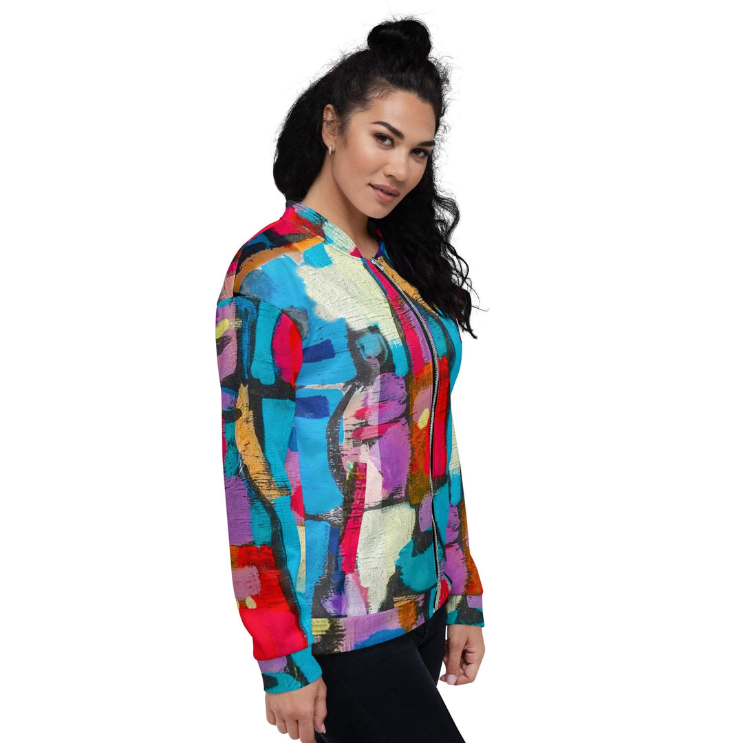 Womens Bomber Jacket Sutileza Smooth Colorful Abstract Print 2