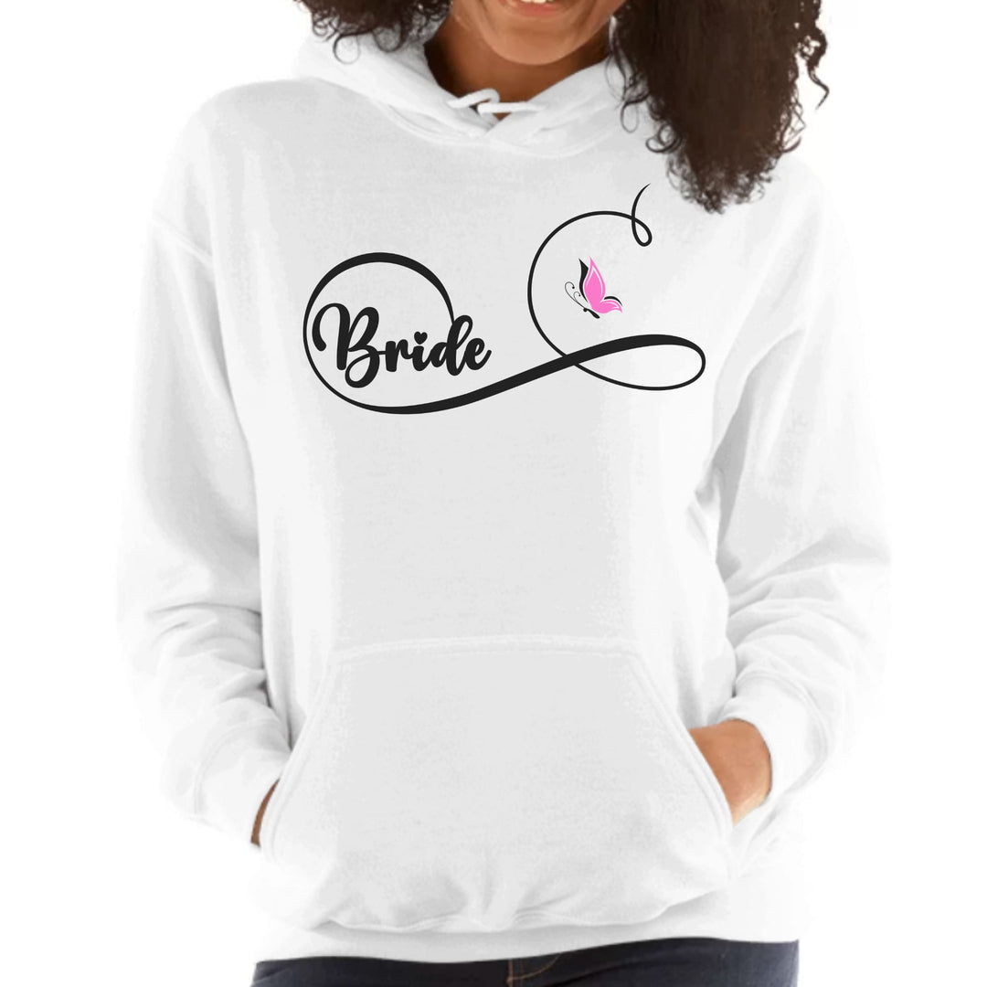 Womens Bridal Graphic Hoodie - Bride Wedding Party Gift Pink Butterfly Hooded