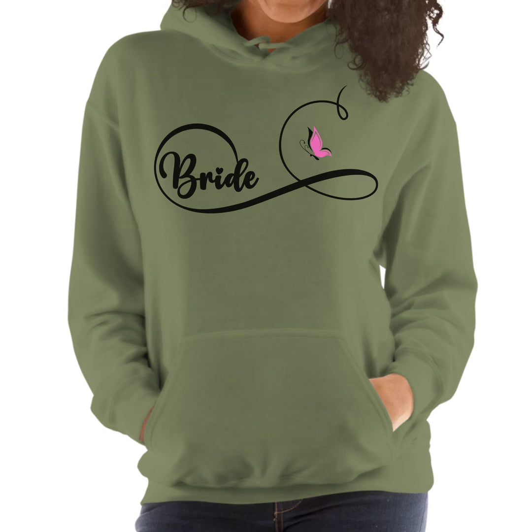 Womens Bridal Graphic Hoodie - Bride Wedding Party Gift Pink Butterfly Hooded