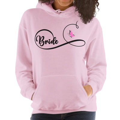 Womens Bridal Graphic Hoodie - Bride Wedding Party Gift Pink Butterfly Hooded