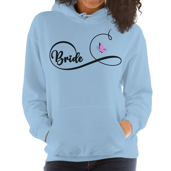 Womens Bridal Graphic Hoodie - Bride Wedding Party Gift Pink Butterfly Hooded