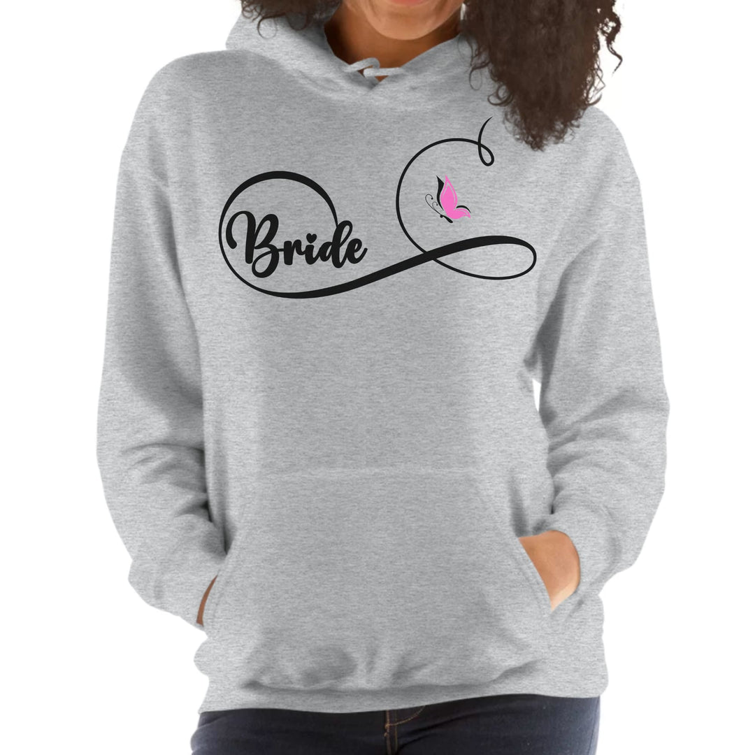 Womens Bridal Graphic Hoodie - Bride Wedding Party Gift Pink Butterfly Hooded