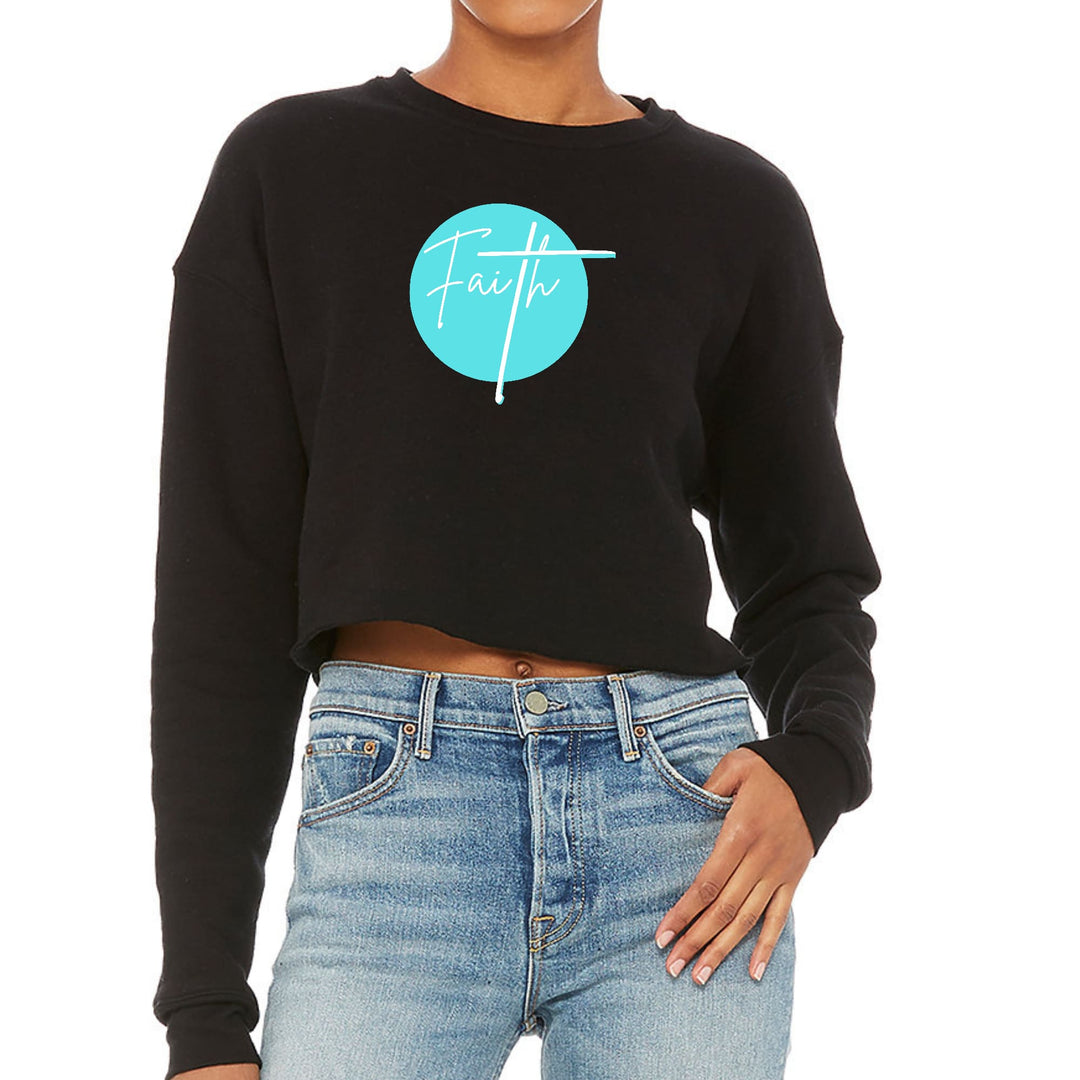 Womens Cropped Graphic Sweatshirt Faith - Christian Affirmation - Womens