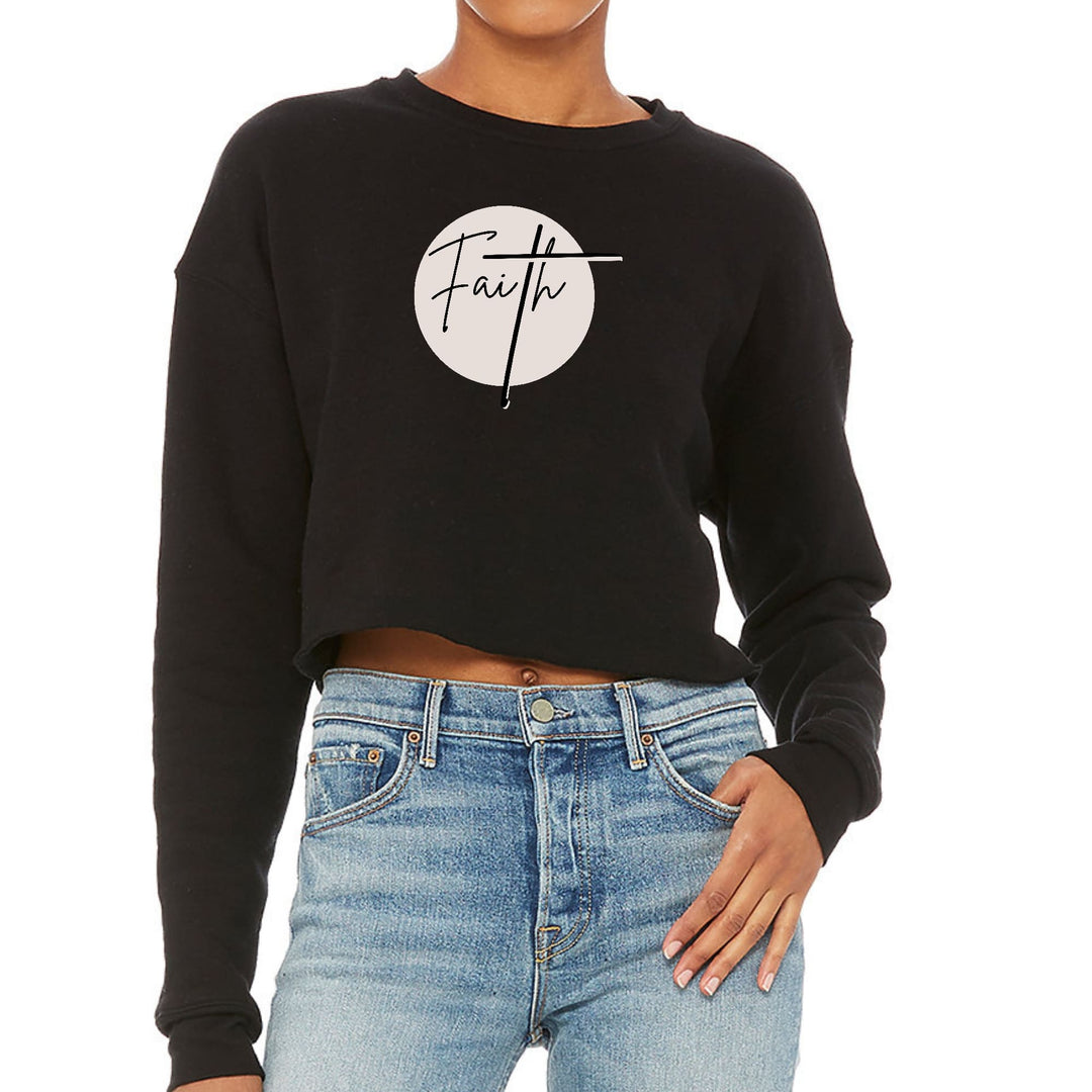Womens Cropped Graphic Sweatshirt Faith Print - Womens/Sweatshirts/Cropped