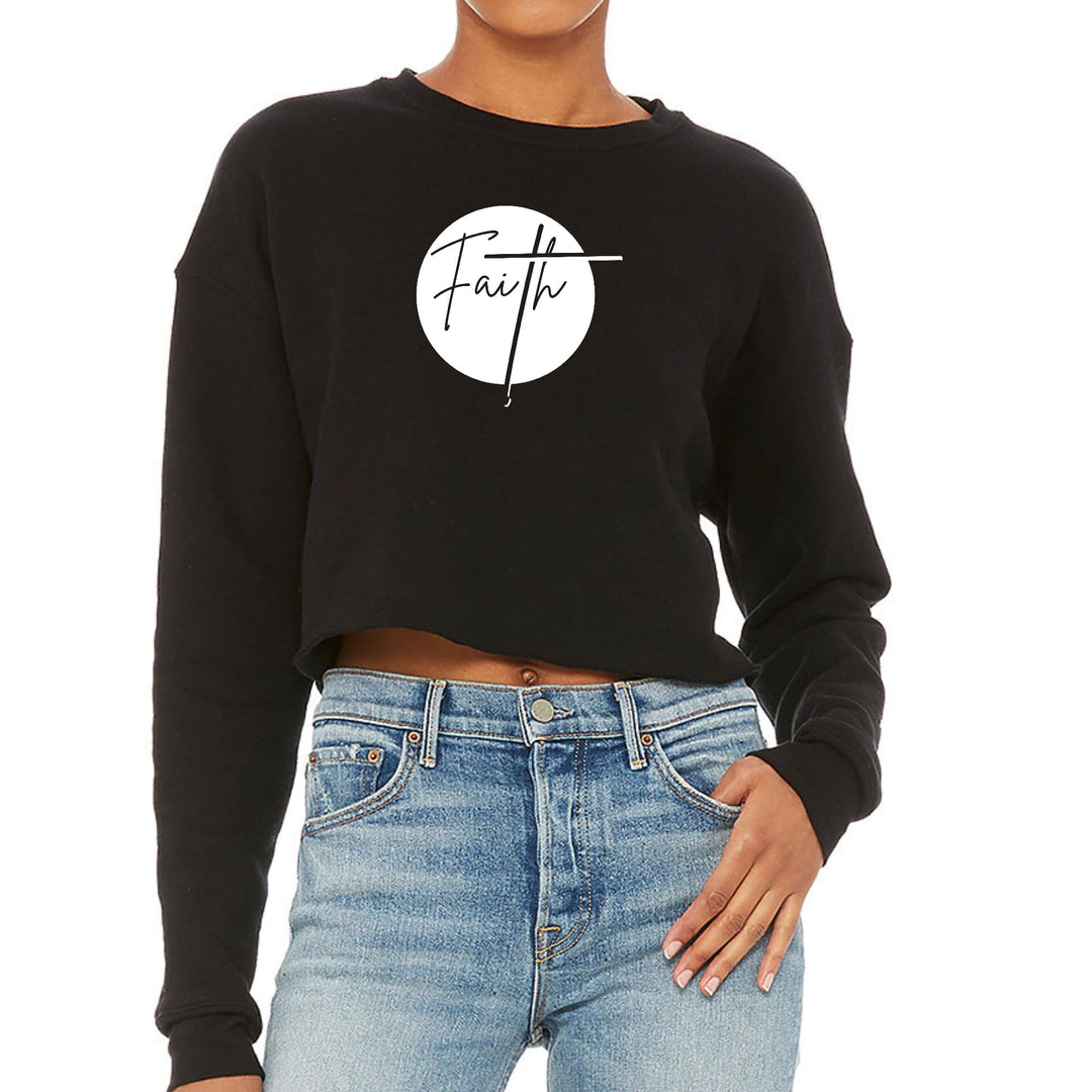Womens Cropped Graphic Sweatshirt Faith - Womens/Sweatshirts/Cropped