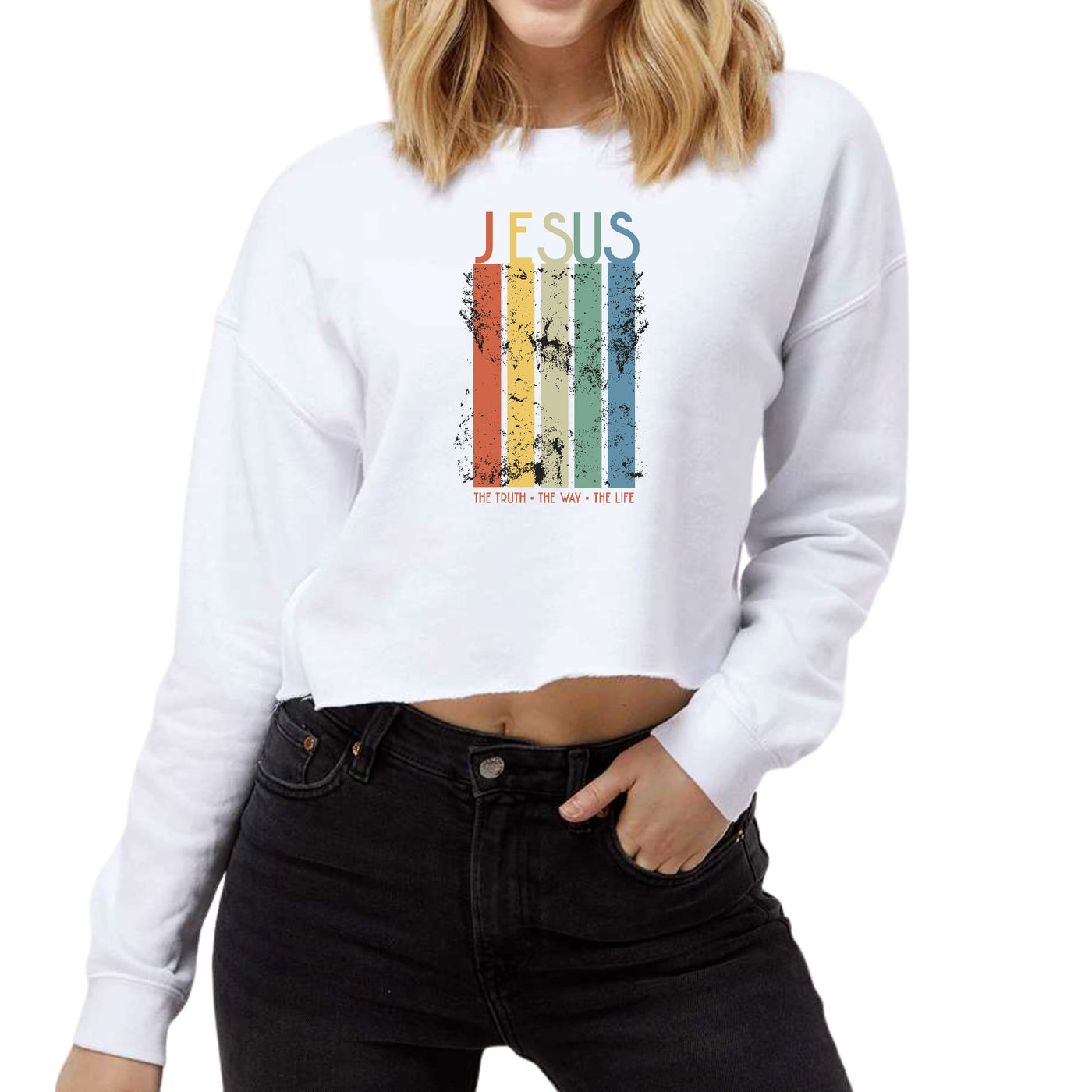 Womens Cropped Graphic Sweatshirt The Truth Way Life - Sweatshirts