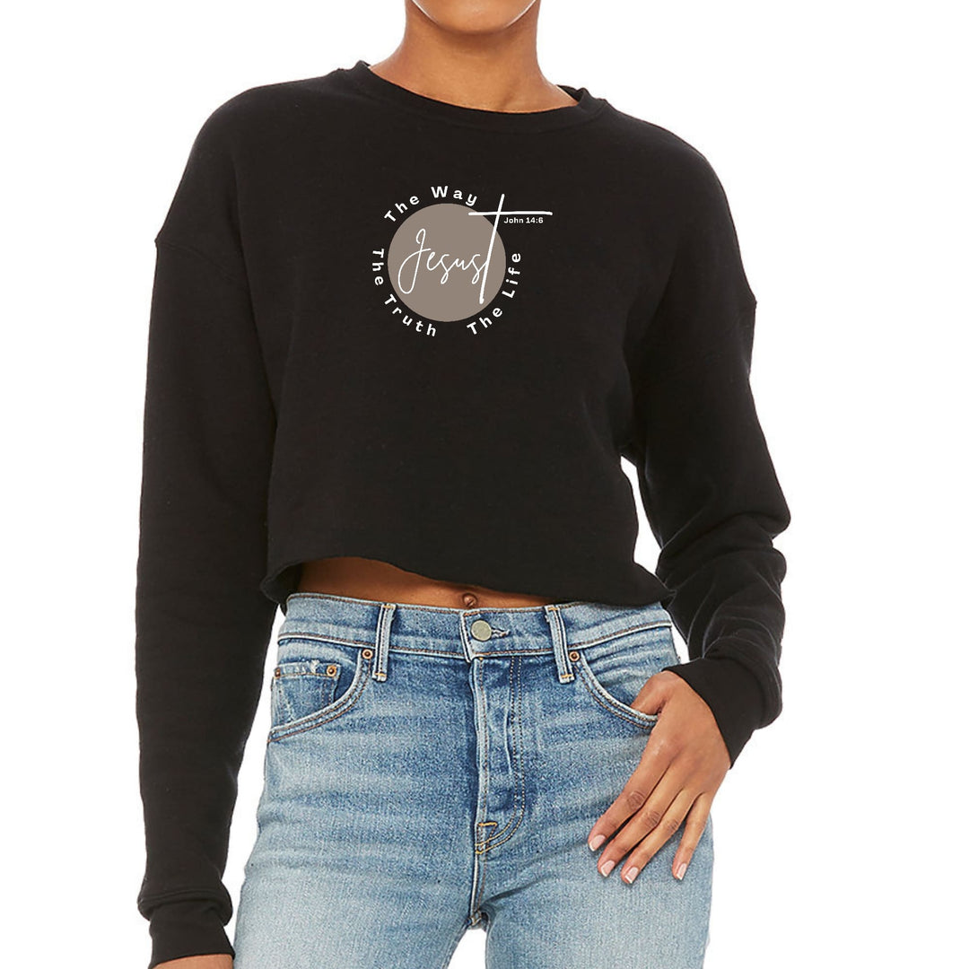 Womens Cropped Graphic Sweatshirt the Truth the Way the Life - Womens