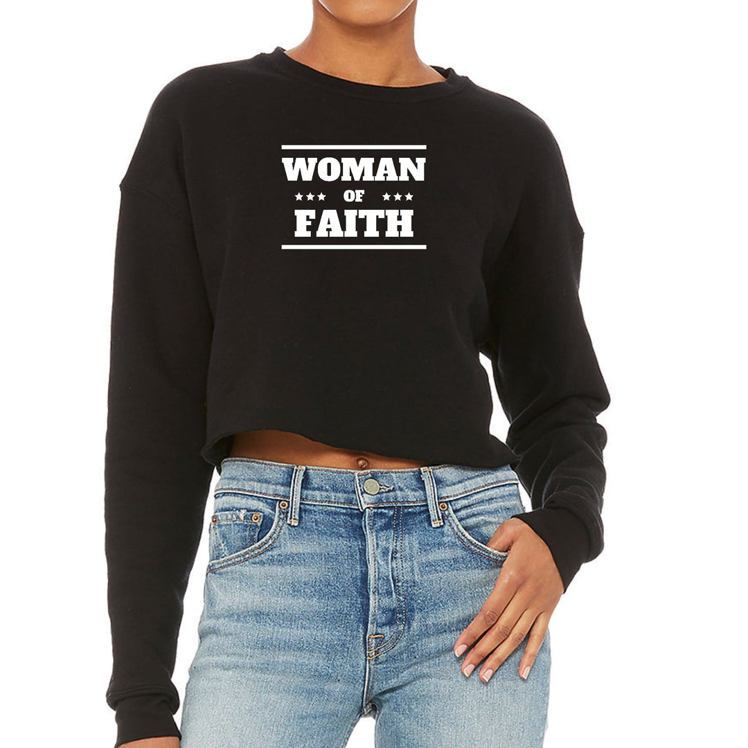 Womens Cropped Graphic Sweatshirt Woman of Faith - Womens | Sweatshirts