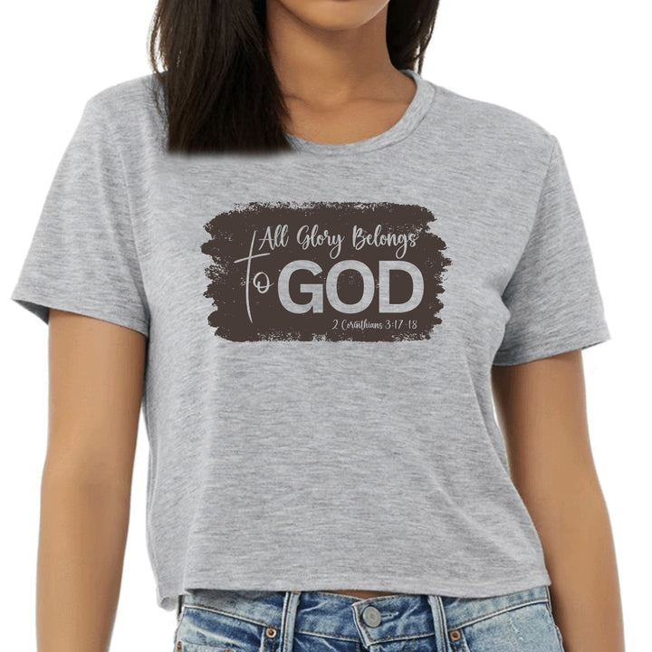 Womens Cropped Graphic T-shirt All Glory Belongs to God Brown - Womens