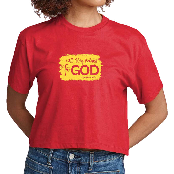 Womens Cropped Graphic T-shirt All Glory Belongs to God Christian - Womens