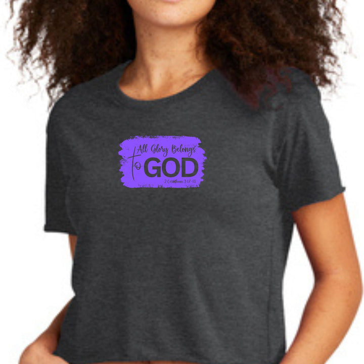 Womens Cropped Graphic T-shirt - All Glory Belongs to God - Lavender