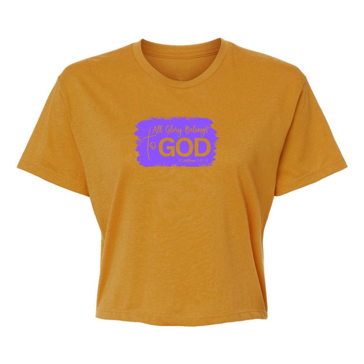 Womens Cropped Graphic T-shirt - All Glory Belongs to God - Lavender