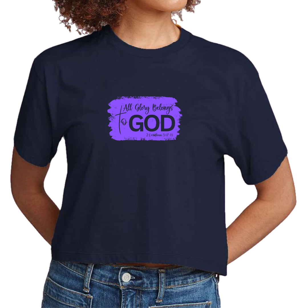 Womens Cropped Graphic T-shirt - All Glory Belongs to God - Lavender