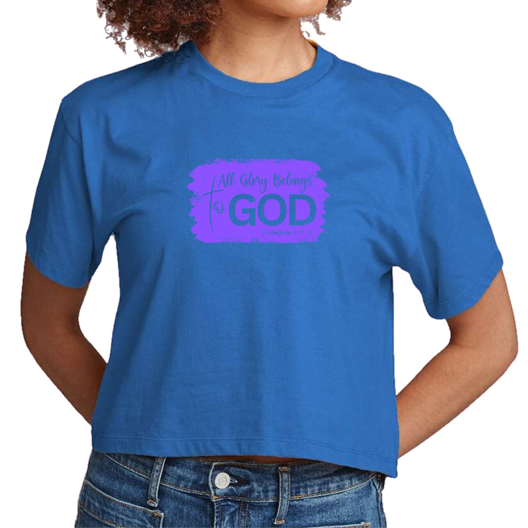 Womens Cropped Graphic T-shirt - All Glory Belongs to God - Lavender