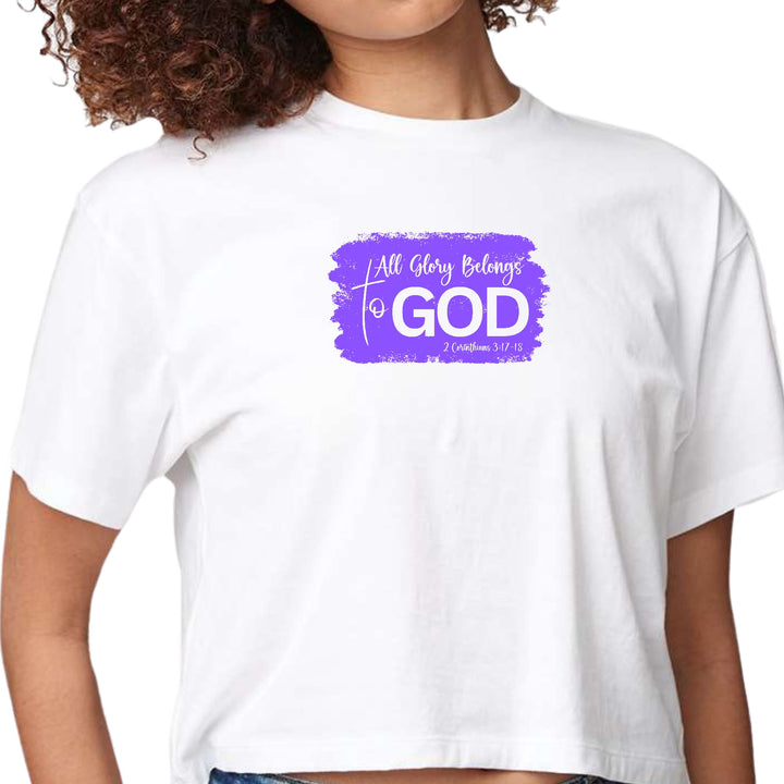 Womens Cropped Graphic T-shirt - All Glory Belongs to God - Lavender