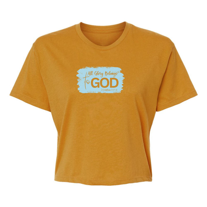 Womens Cropped Graphic T-shirt All Glory Belongs to God Light Blue - Womens