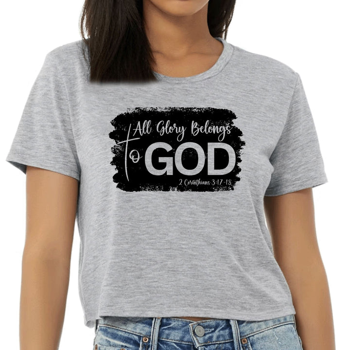 Womens Cropped Graphic T-shirt All Glory Belongs to God Print - Womens