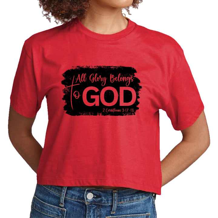 Womens Cropped Graphic T-shirt All Glory Belongs to God Print - Womens