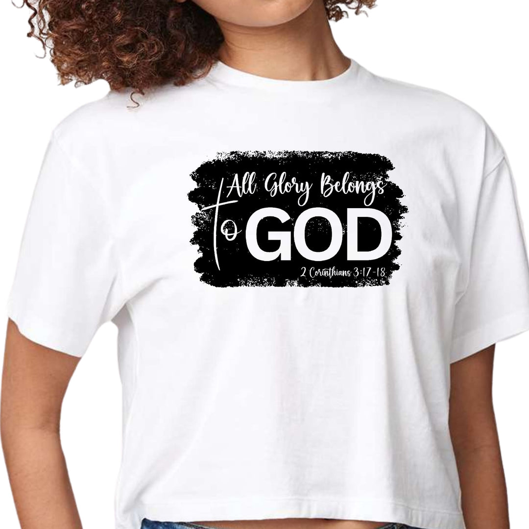 Womens Cropped Graphic T-shirt All Glory Belongs to God Print - Womens