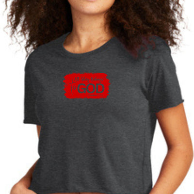 Womens Cropped Graphic T-shirt All Glory Belongs To God Red - Womens | T-Shirts