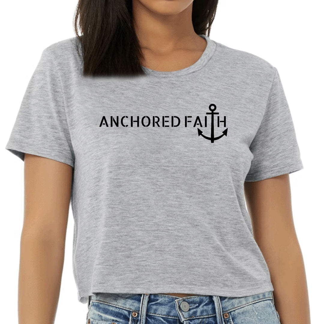 Womens Cropped Graphic T-shirt Anchored Faith Black Print - Womens | T-Shirts