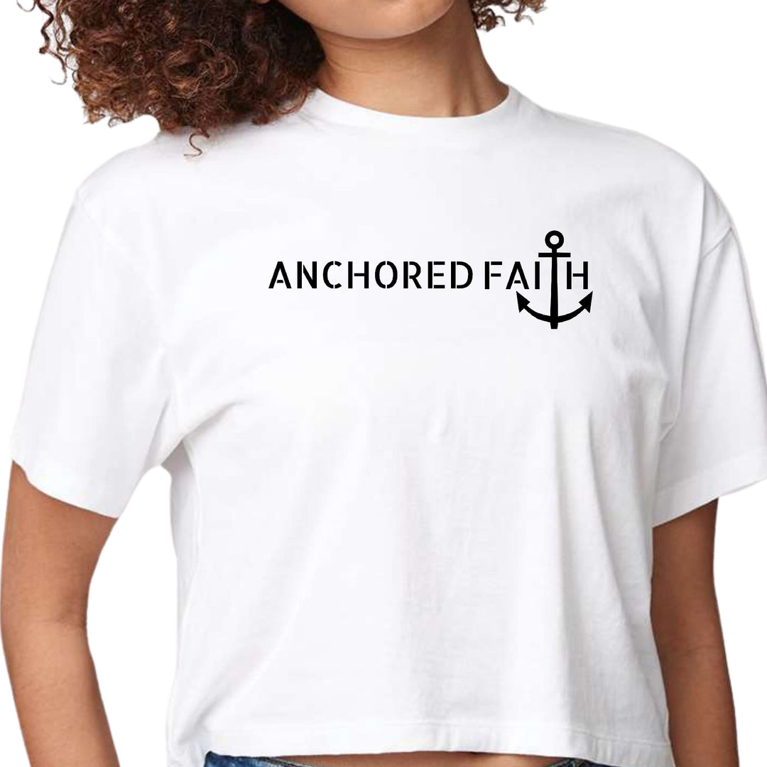 Womens Cropped Graphic T-shirt Anchored Faith Black Print - Womens | T-Shirts