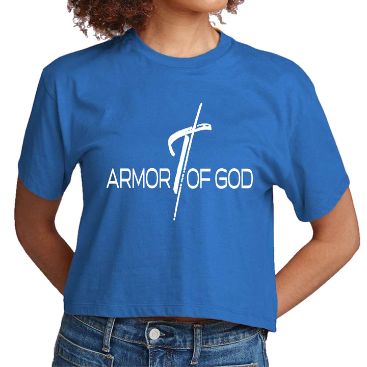 Womens Cropped Graphic T-shirt Armor of God Cross - Womens | T-Shirts | Cropped