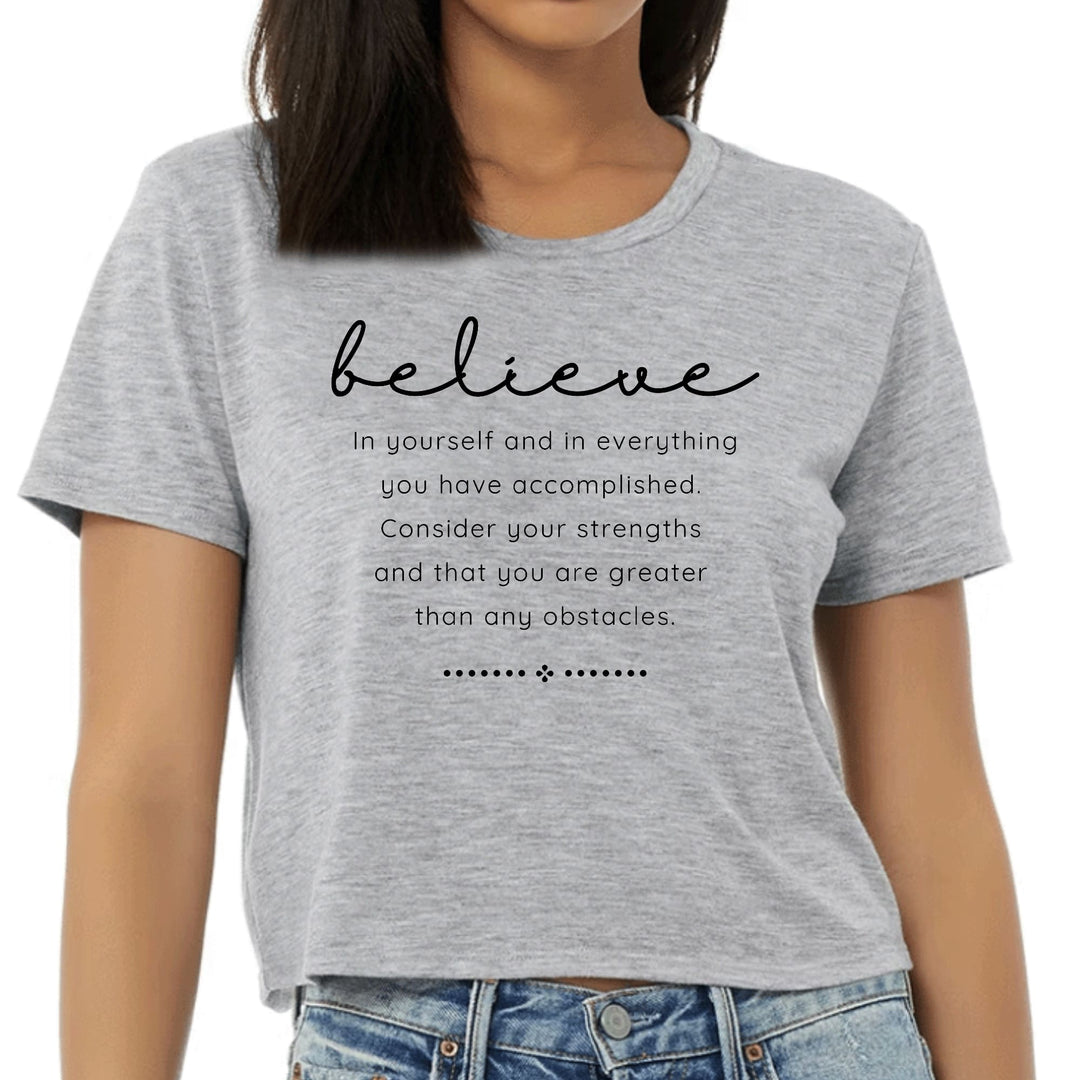 Womens Cropped Graphic T-shirt Believe in Yourself - Womens | T-Shirts | Cropped