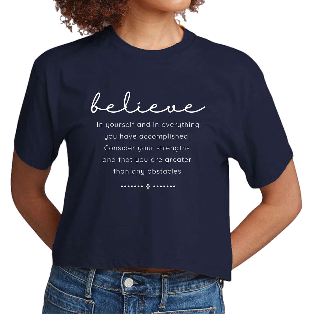 Womens Cropped Graphic T-shirt Believe in Yourself - Womens | T-Shirts | Cropped