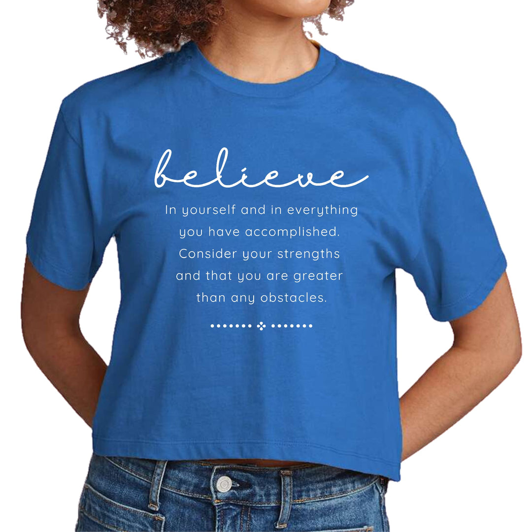 Womens Cropped Graphic T-shirt Believe in Yourself - Womens | T-Shirts | Cropped