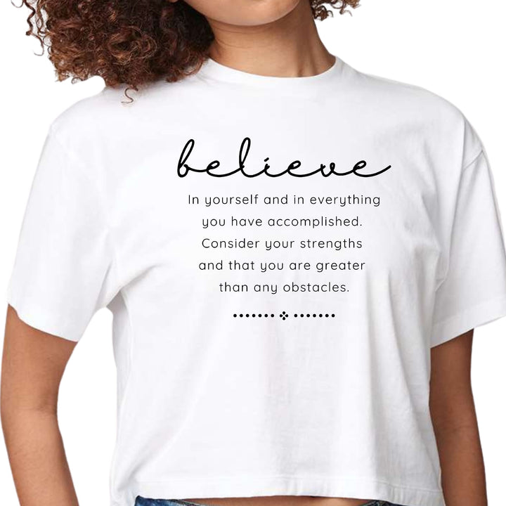 Womens Cropped Graphic T-shirt Believe in Yourself - Womens | T-Shirts | Cropped