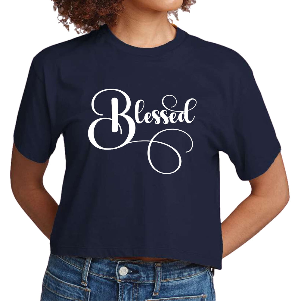 Womens Cropped Graphic T-shirt Blessed Graphic Illustration - Womens | T-Shirts