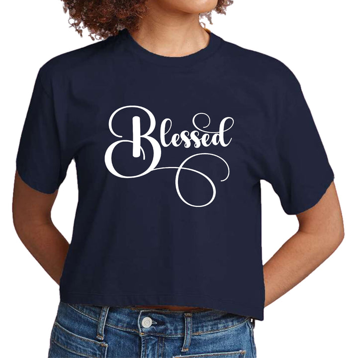 Womens Cropped Graphic T-shirt Blessed Graphic Illustration - Womens | T-Shirts