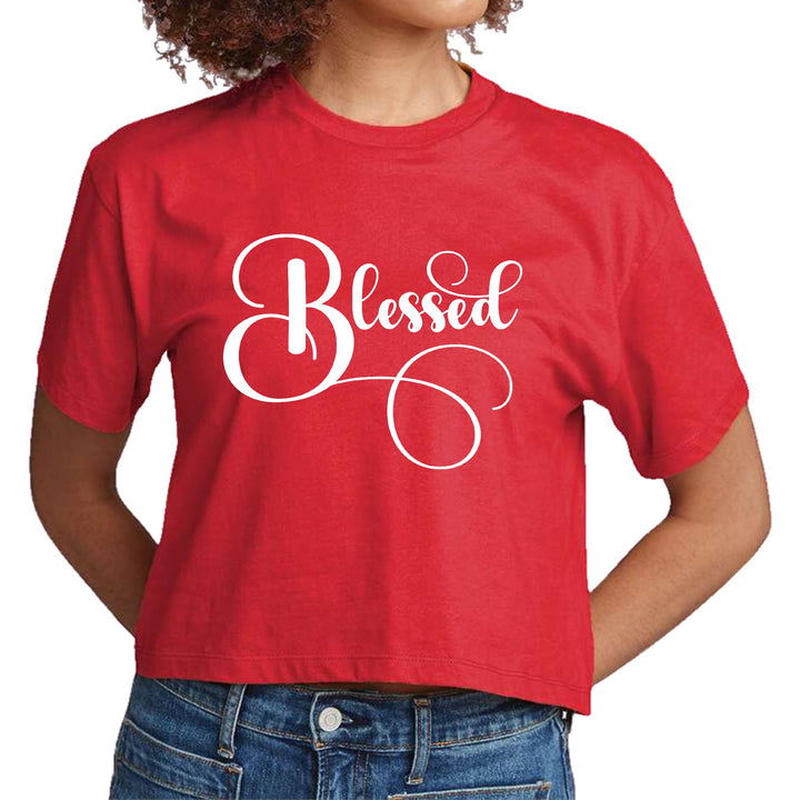 Womens Cropped Graphic T-shirt Blessed Graphic Illustration - Womens | T-Shirts