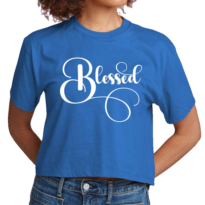 Womens Cropped Graphic T-shirt Blessed Graphic Illustration - Womens | T-Shirts