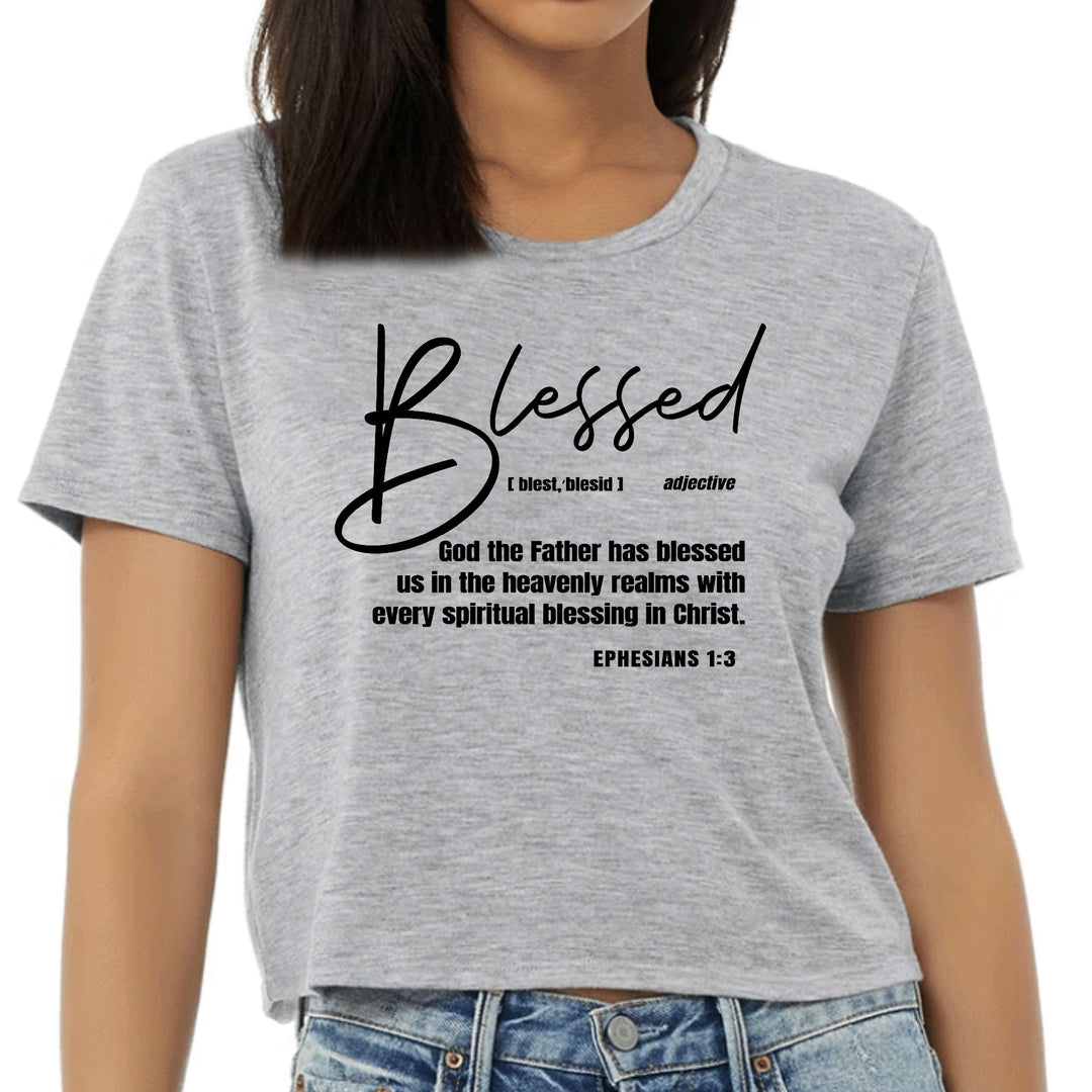 Womens Cropped Graphic T-shirt - Blessed in Christ - Womens | T-Shirts | Cropped