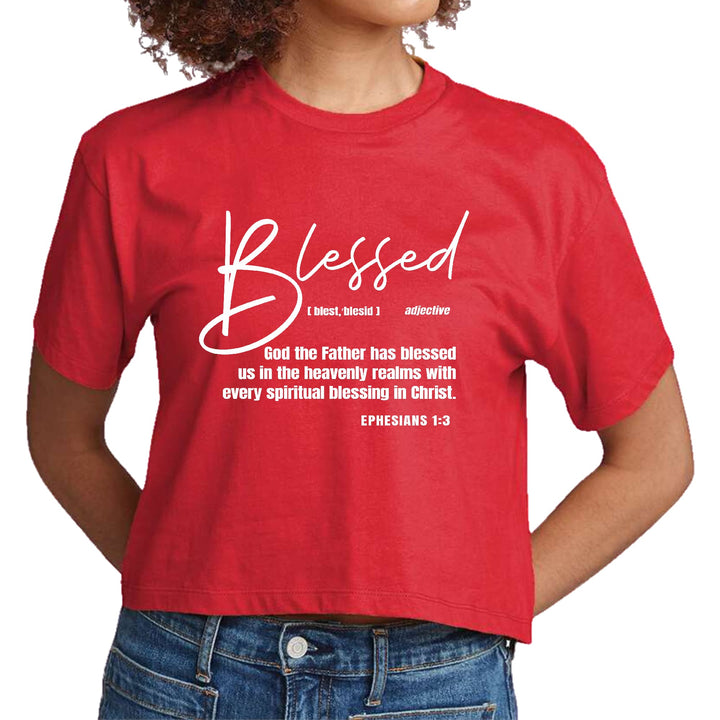 Womens Cropped Graphic T-shirt Blessed in Christ - Womens | T-Shirts | Cropped